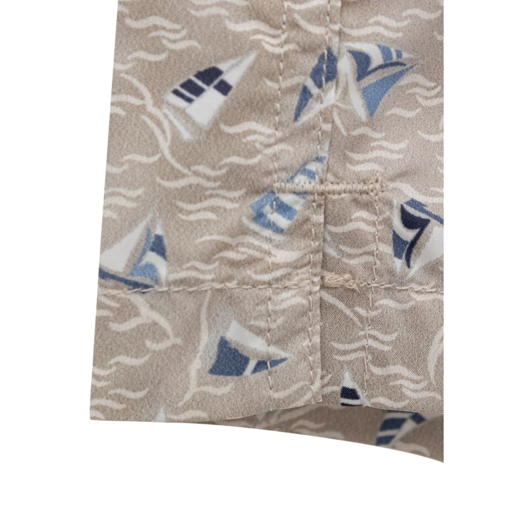 Swim Shorts by Canali for men in polyester beige, light-blue & print presents a beach chic silhouette from the Men's Polyester Swim Shorts collection, showcasing a beach chic cut for a refined poolside look.