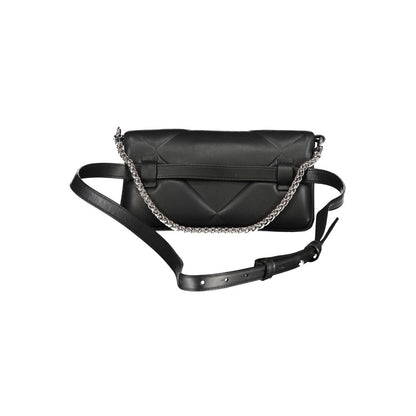Crossbody Fanny Pack Convertible Handbag by Calvin Klein for women in polyester faux leather black features an exquisite silhouette, showcasing a secure magnetic, ample , and versatile crossbody-strap, adjustable-strap, belt-strap & handle for exquisite style.