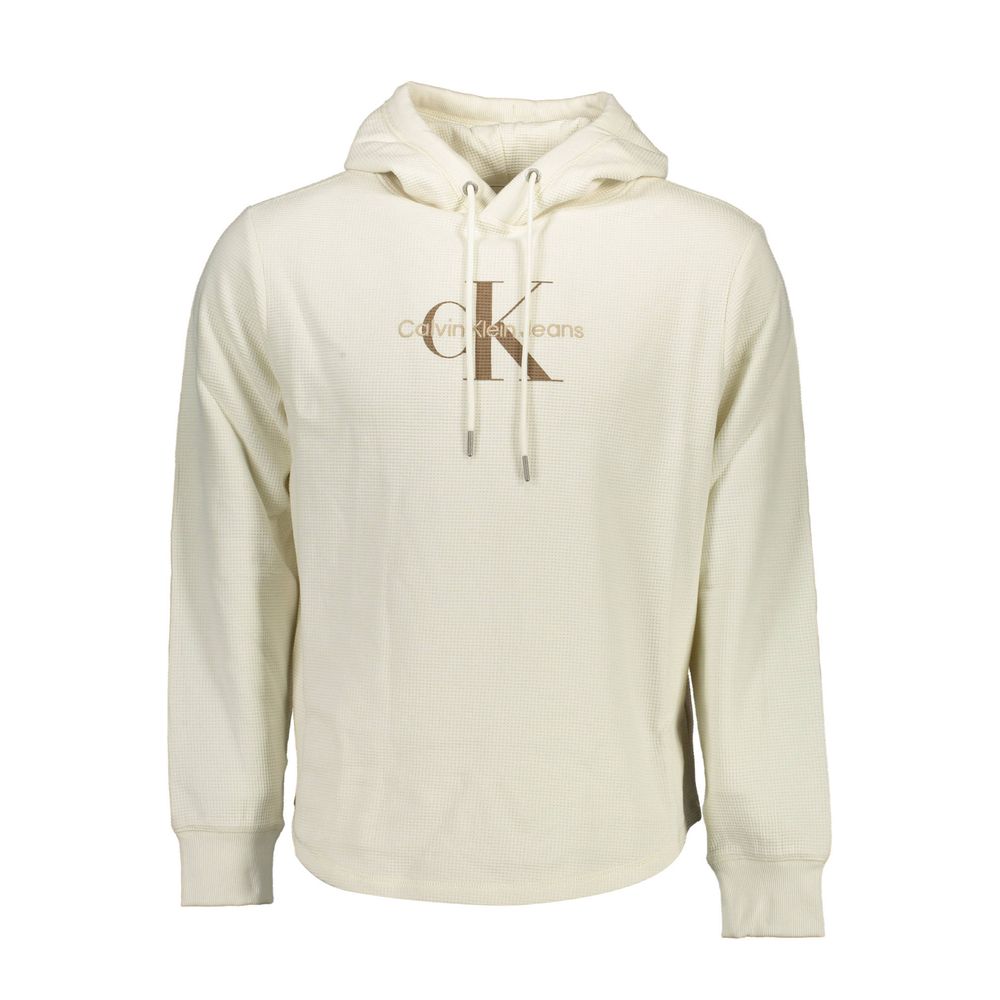 Hooded Sweatshirt Sweater by Calvin Klein for men in stretch cotton white showcases a discreet silhouette, finished with a discreet hooded neckline and long-sleeve for a discreet look.