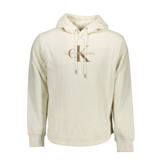 Hooded Sweatshirt Sweater by Calvin Klein for men in stretch cotton white showcases a discreet silhouette, finished with a discreet hooded neckline and long-sleeve for a discreet look.