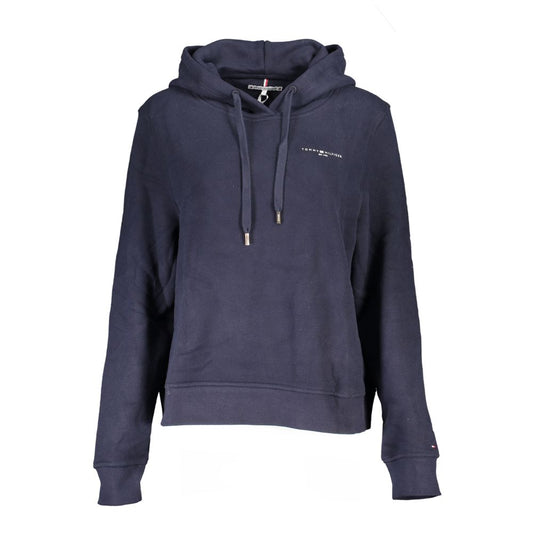 Hooded Sweatshirt Sweater by Tommy Hilfiger for women in cotton polyester blue showcases an masterful silhouette, artfully detailed with a masterful hooded neckline and for a sophisticated, premium finish.