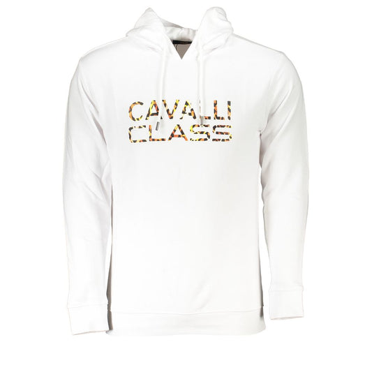 Hooded Sweatshirt Hoodie by Cavalli Class for men in cotton polyester white features an avant-garde silhouette, showcasing a sophisticated hooded neckline and long-sleeve detail for a truly avant-garde finish.