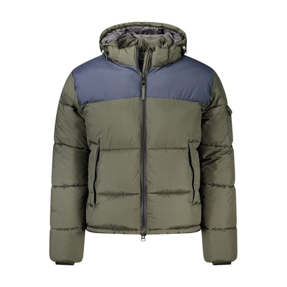 Hooded Windbreaker Jacket by North Sails for men in polyester green & signature showcases a modern silhouette, integrating pockets, hooded & windproof and a modern hooded neckline for a sophisticated finish.