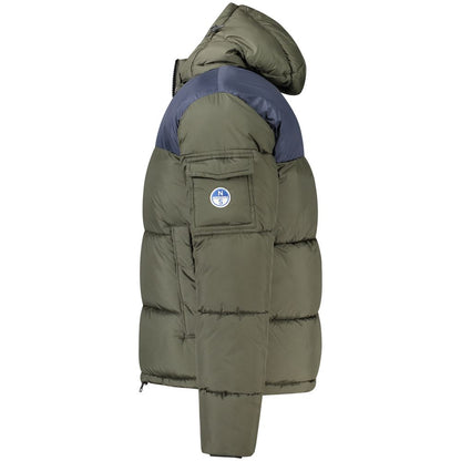 Hooded Windbreaker Jacket by North Sails for men in polyester green & signature features an magnificent silhouette, showcasing the sophisticated and functional pockets, hooded & windproof for a premium, magnificent look.