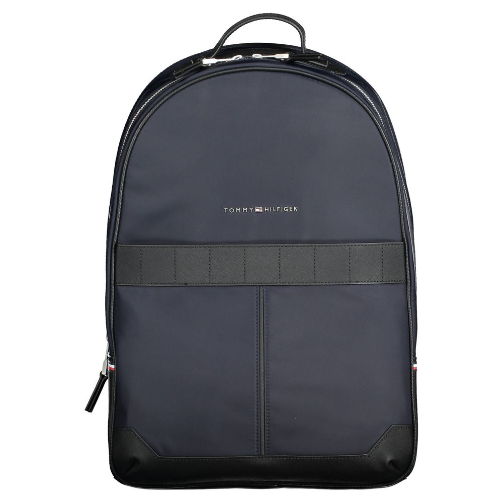Backpack by Tommy Hilfiger for men in polyester & polyethylene blue & signature features a architectural Polyester & Polyethylene Backpack design with a secure zipper, ample external-pockets, and versatile backpack-strap, adjustable-strap & handle for a architectural finish.