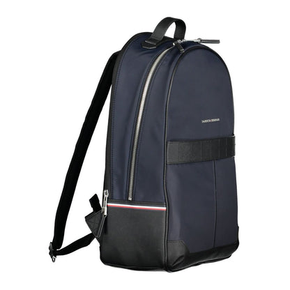 Backpack by Tommy Hilfiger for men in polyester & polyethylene blue & signature presents a stately Polyester & Polyethylene Backpack design, showcasing a secure zipper with ample external-pockets and versatile backpack-strap, adjustable-strap & handle for a stately finish.