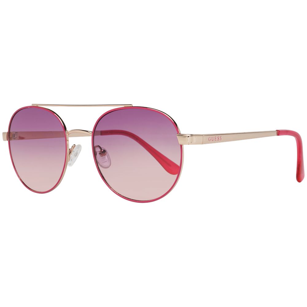 Sunglasses by Guess for women in pink features an ethereal aviator full-rim frame design with rose coloured frame frames and gradient category-2-medium-tint lens for a ethereal finish.