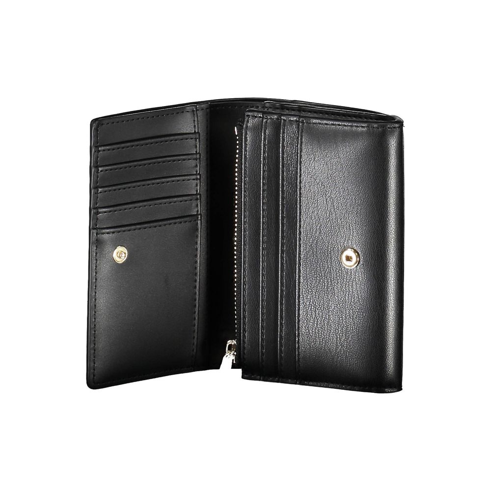 Cardholder Wallet by Tommy Hilfiger for women in polyethylene faux leather black features a streamlined silhouette, showcasing the streamlined Polyethylene Faux Leather Cardholder Wallet design with sophisticated card-organization compact-design coin-purse for a premium look.