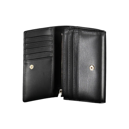Cardholder Wallet by Tommy Hilfiger for women in polyethylene faux leather black features a streamlined silhouette, showcasing the streamlined Polyethylene Faux Leather Cardholder Wallet design with sophisticated card-organization compact-design coin-purse for a premium look.