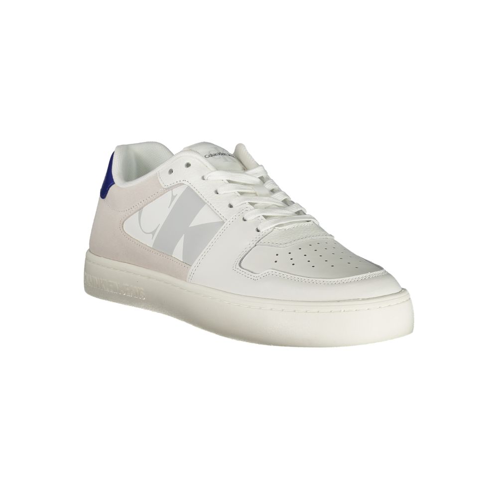 Athletic Sneakers by Calvin Klein for men in polyester polyurethane leather white showcases an impeccable silhouette, defined by an impeccable athletic style design that perfectly captures the essence of the Men's Athletic Polyester Polyurethane Leather Sneakers.