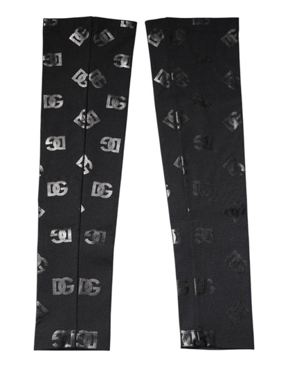Dolce & Gabbana Cashmere Virgin Wool Elbow Length Gloves - Black Monogram
