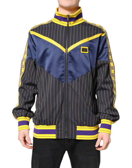 Bomber Jacket by Dolce & Gabbana for men in nylon polyester & virgin wool black & striped features a city-ready silhouette, detailed with and a city-ready turtle neckline.