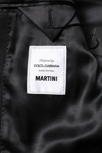 Dolce & Gabbana Men's Slim Silk Polyester & Viscose Pant Suit - Black Gray Jacquard