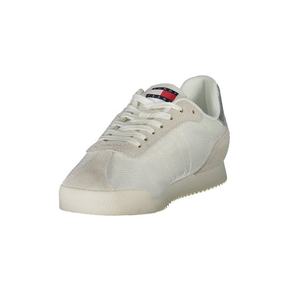 Sneakers by Tommy Hilfiger for women in polyester white features an sumptuous silhouette, showcasing the premium Essence Women's Fashion Polyester Sneakers in a sumptuous fashion style that offers a sumptuous finish for refined style.