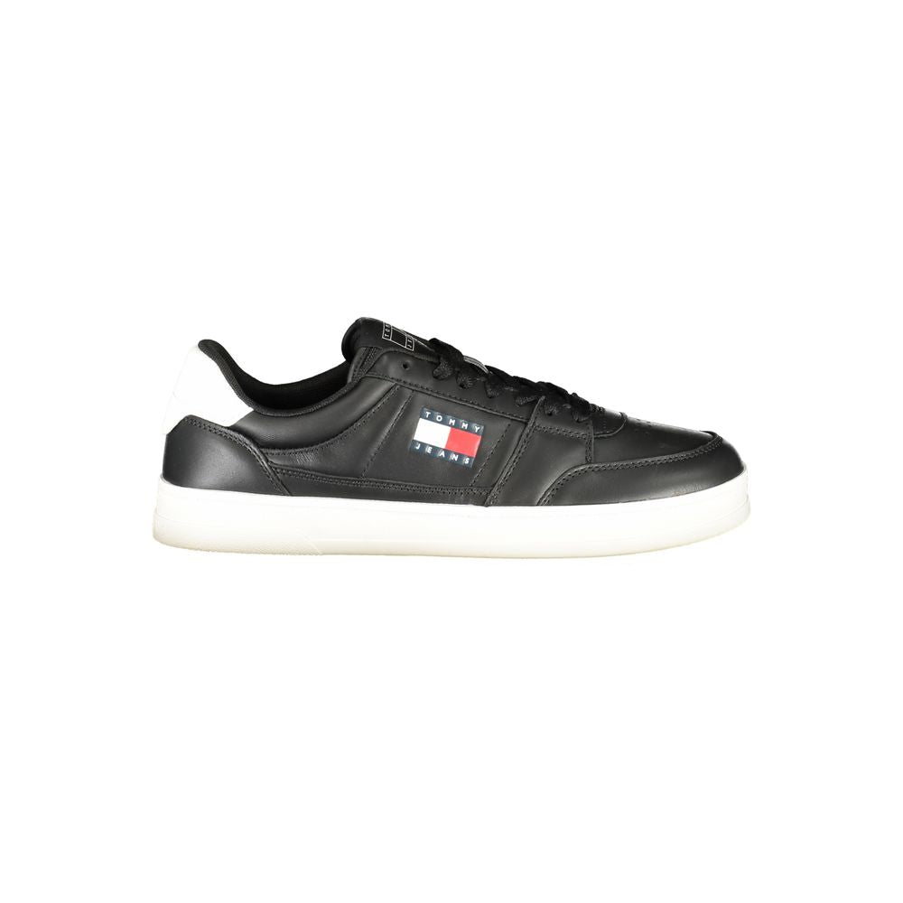 Sneakers by Tommy Hilfiger for men in polyester polyethylene leather black & white features an opulent silhouette from the Men's Athletic Polyester Polyethylene Leather Sneakers collection, showcasing a signature athletic style with an opulent finish.