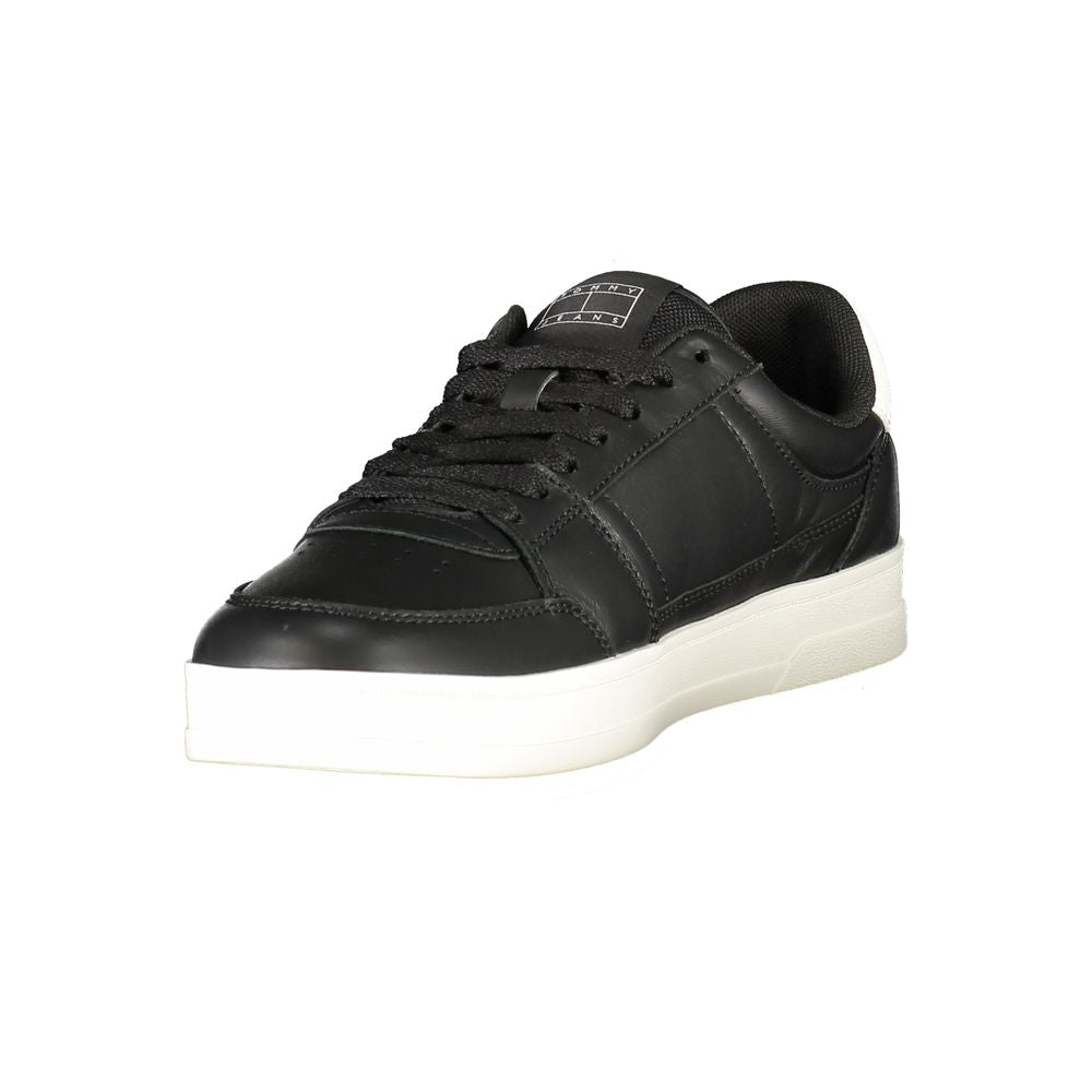 Sneakers by Tommy Hilfiger for men in polyester polyethylene leather black & white features an sumptuous silhouette, showcasing the premium Men's Athletic Polyester Polyethylene Leather Sneakers in a sumptuous athletic style that offers a sumptuous finish for refined style.