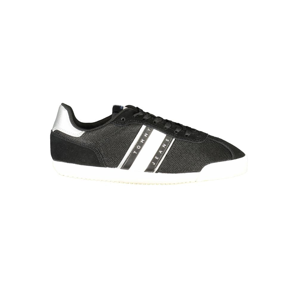 Athletic Sneakers by Tommy Hilfiger for women in polyester black features an architectural silhouette from the Women's Athletic Polyester Sneakers collection, showcasing a architectural athletic style for a architectural look.