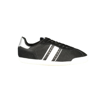 Athletic Sneakers by Tommy Hilfiger for women in polyester black features an architectural silhouette from the Women's Athletic Polyester Sneakers collection, showcasing a architectural athletic style for a architectural look.