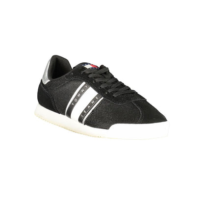 Athletic Sneakers by Tommy Hilfiger for women in polyester black showcases an impeccable silhouette, defined by an impeccable athletic style design that perfectly captures the essence of the Women's Athletic Polyester Sneakers.