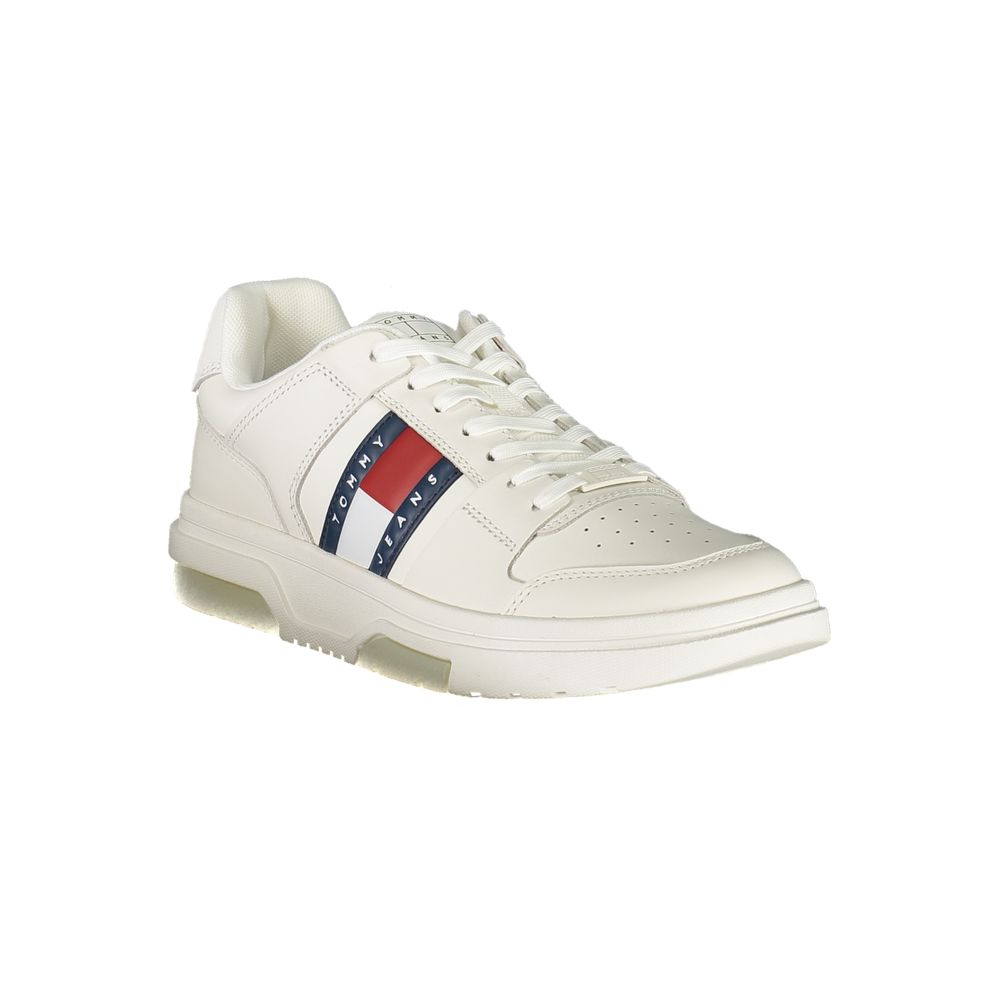 Sneakers by Tommy Hilfiger for men in polyester polyethylene leather white & signature features a sumptuous design, perfectly showcasing the sumptuous athletic style of this Essence Men's Athletic Polyester Polyethylene Leather Sneakers.