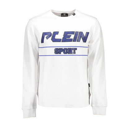 Sweatshirt by Plein Sport for men in cotton polyester white & print features an exquisite silhouette, showcasing long-sleeve and crew neckline details for a exquisite look.