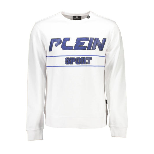Sweatshirt by Plein Sport for men in cotton polyester white & print features an exquisite silhouette, showcasing long-sleeve and crew neckline details for a exquisite look.