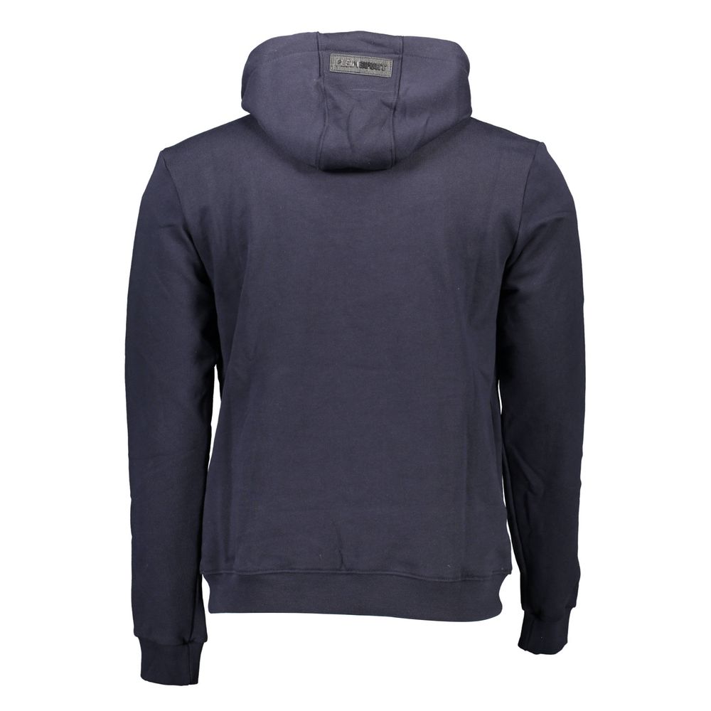 Hooded Sweatshirt Hoodie by Plein Sport for men in cotton blue features an dramatic silhouette, showcasing a sophisticated and dramatic for a refined, modern aesthetic.
