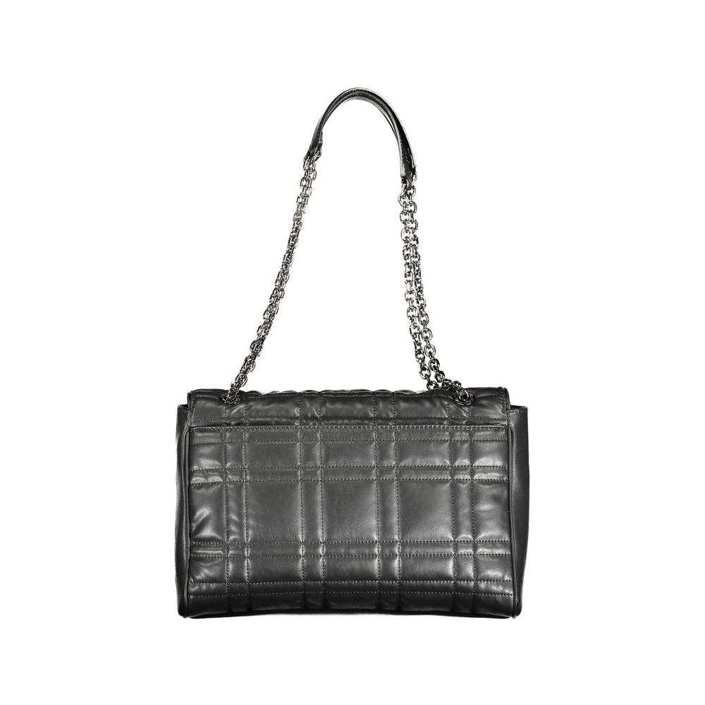 This Shoulder Handbag by Calvin Klein for women in polyester polyethylene faux leather and black presents a sculptural silhouette featuring a secure , ample built-in-compartments, external-pockets & internal-pockets, and versatile shoulder-strap & handle for a sculptural finish.
