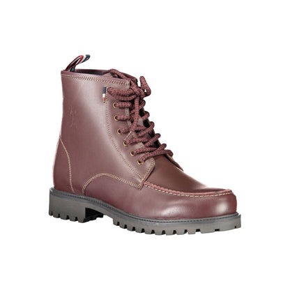 Lace-Up Boots by U.S. POLO ASSN. for men in leather red features an dynamic silhouette, showcasing the dynamic Men's Leather Lace-Up Boots design with its distinctive and elegant .