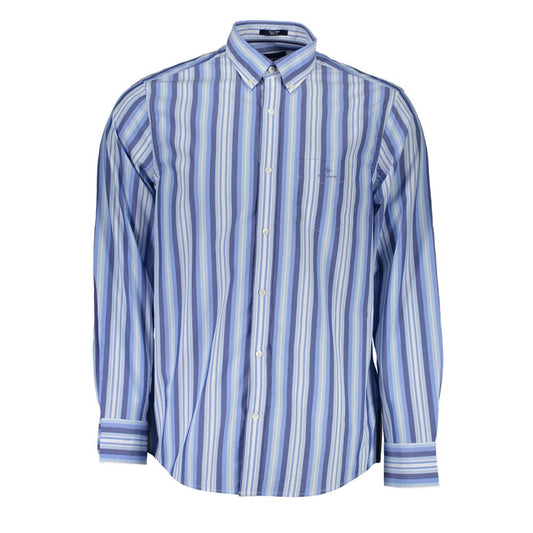 Shirt by Gant for men in stretch organic cotton & polyester blue, featuring a nuanced long-sleeve and nuanced button-down-collar neckline for a sophisticated finish.