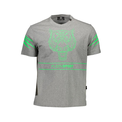 T-Shirt by Plein Sport for men in cotton brown, gray & print showcases a chic silhouette, artfully detailed with a chic and short-sleeve for a chic finish.
