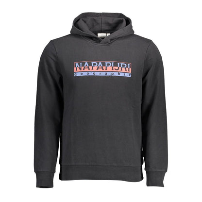 Hooded Sweatshirt Hoodie by Napapijri for men in cotton canvas black & print features an luminous silhouette, showcasing a sophisticated hooded neckline and long-sleeve for a truly luminous look.