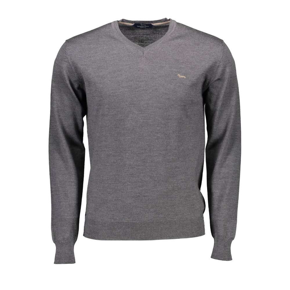 Sweater by Harmont & Blaine for men in wool brown & gray showcases a downtown chic silhouette, artfully finished with a downtown chic v-neck neckline and long-sleeve for a sophisticated, high-end look.