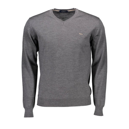Sweater by Harmont & Blaine for men in wool brown & gray showcases a downtown chic silhouette, artfully finished with a downtown chic v-neck neckline and long-sleeve for a sophisticated, high-end look.
