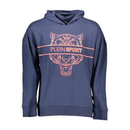 Hooded Sweatshirt Hoodie by Plein Sport for men in cotton polyester blue & print features a authentic silhouette, showcasing a sophisticated hooded neckline and authentic long-sleeve detail for a refined finish.
