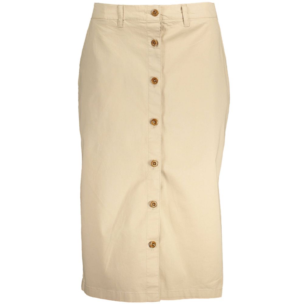 Skirt by Gant for women in stretch cotton beige showcases a sultry silhouette, elegantly defined by its and the sophisticated sultry design of the Women's Stretch Cotton Skirt.
