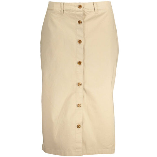 Skirt by Gant for women in stretch cotton beige showcases a sultry silhouette, elegantly defined by its and the sophisticated sultry design of the Women's Stretch Cotton Skirt.