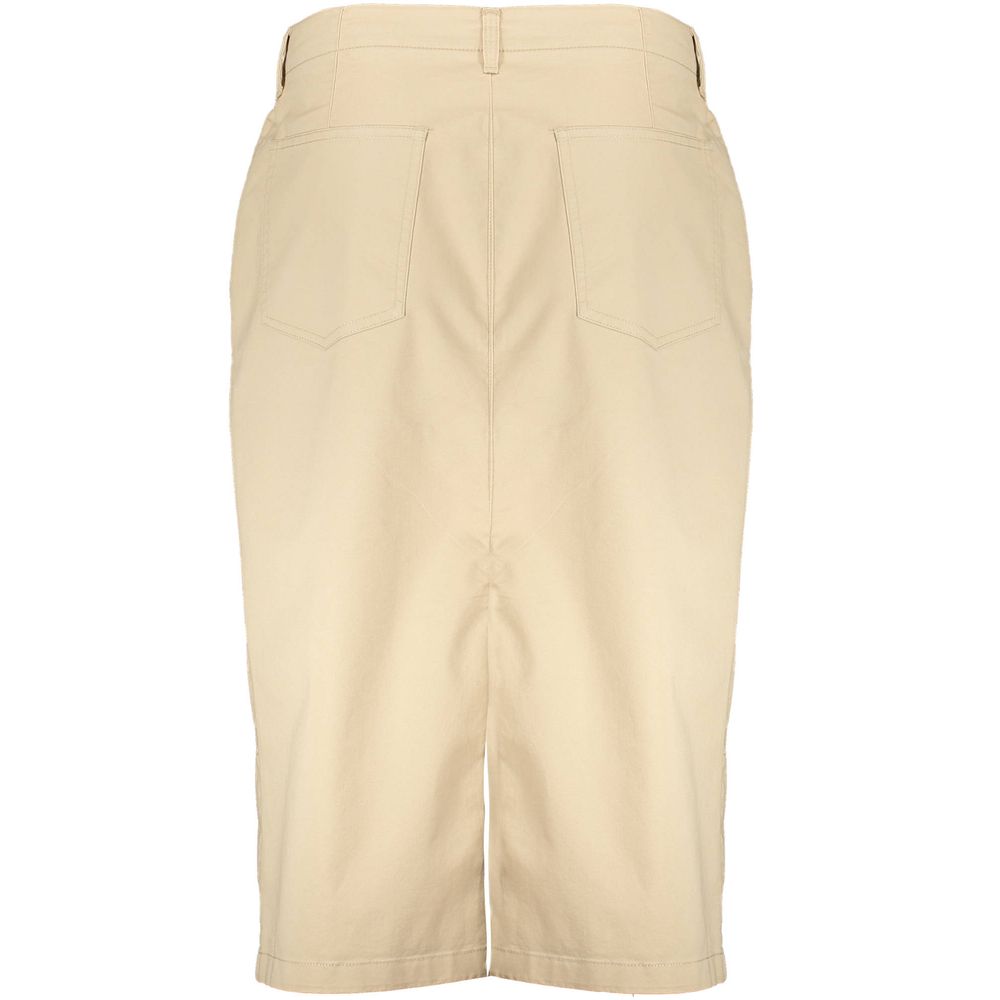 Skirt by Gant for women in stretch cotton beige features a captivating silhouette, showcasing the captivating Women's Stretch Cotton Skirt design with a sophisticated for a captivating look.
