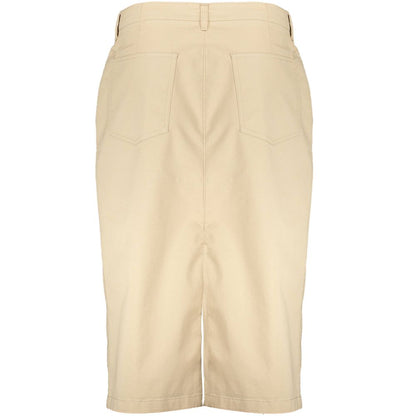 Skirt by Gant for women in stretch cotton beige features a captivating silhouette, showcasing the captivating Women's Stretch Cotton Skirt design with a sophisticated for a captivating look.