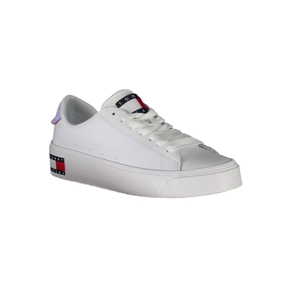 Athletic Sneakers Tommy Hilfiger women polyester polyethylene leather white featuring a avant-garde Women's Athletic Polyester Polyethylene Leather Sneakers design with a avant-garde athletic style for a refined finish.