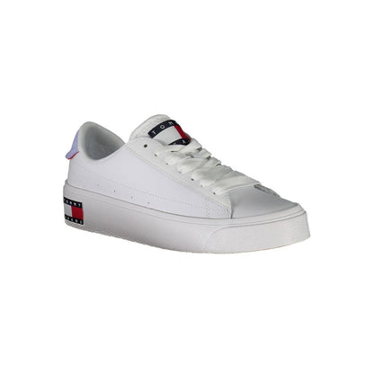 Athletic Sneakers Tommy Hilfiger women polyester polyethylene leather white featuring a avant-garde Women's Athletic Polyester Polyethylene Leather Sneakers design with a avant-garde athletic style for a refined finish.