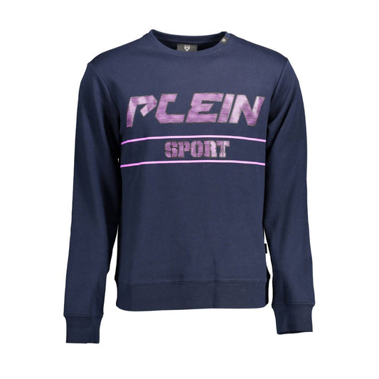 Sweatshirt by Plein Sport for men in cotton polyester blue & print features an exquisite silhouette, showcasing and wrap neckline details for a exquisite look.