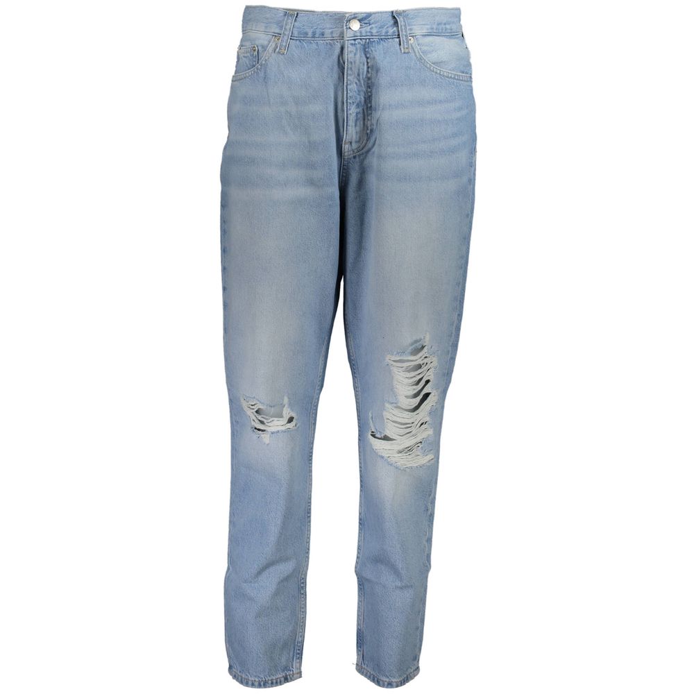 Jeans by Calvin Klein for women in denim cotton blue features an refined tailoring silhouette, showcasing a premium boyfriend with a and long cut for a refined tailoring look.