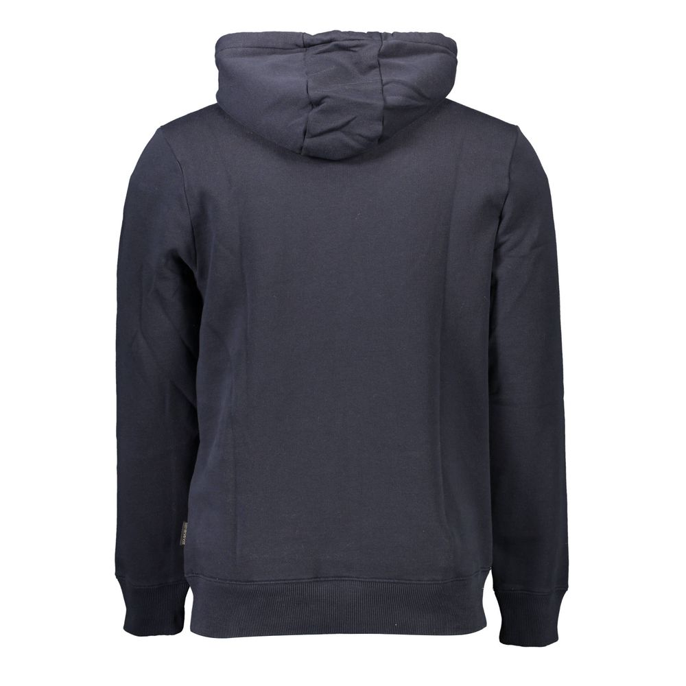 Hooded Sweatshirt Hoodie by Napapijri for men in organic cotton & polyester blue features an dramatic silhouette, showcasing a sophisticated and dramatic for a refined, modern aesthetic.