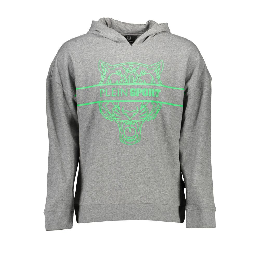 Hooded Sweatshirt Hoodie by Plein Sport for men in cotton polyester brown & gray features a edgy silhouette, detailed with a edgy hooded neckline and for a refined finish.