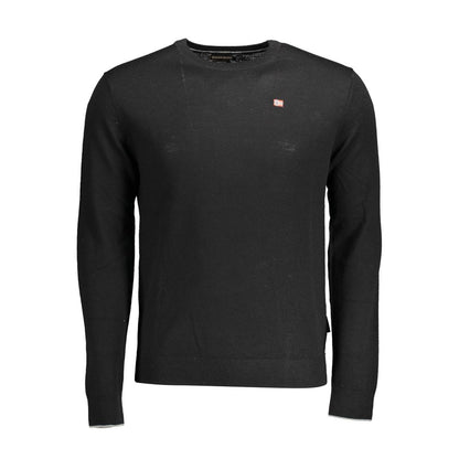 Sweater by Napapijri for men in wool black features an tactile silhouette, showcasing a sophisticated crew neckline and tactile long-sleeve for a refined finish.