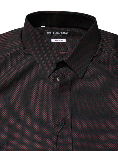 Dolce & Gabbana Maroon Jacquard Cotton GOLD Men Dress Shirt