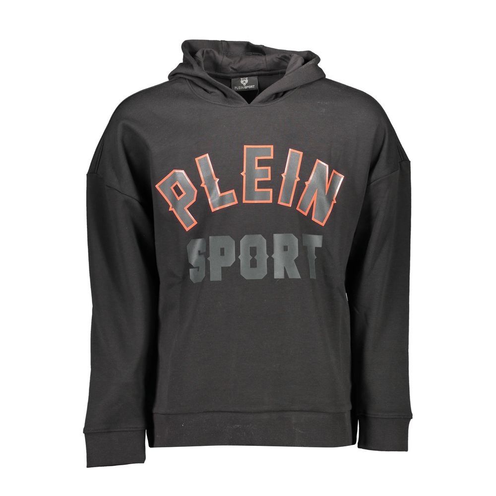 Hooded Sweatshirt Sweater by Plein Sport for men in cotton polyester black showcases a sumptuous silhouette, artfully finished with a sumptuous hooded neckline and for a sophisticated, sumptuous look.