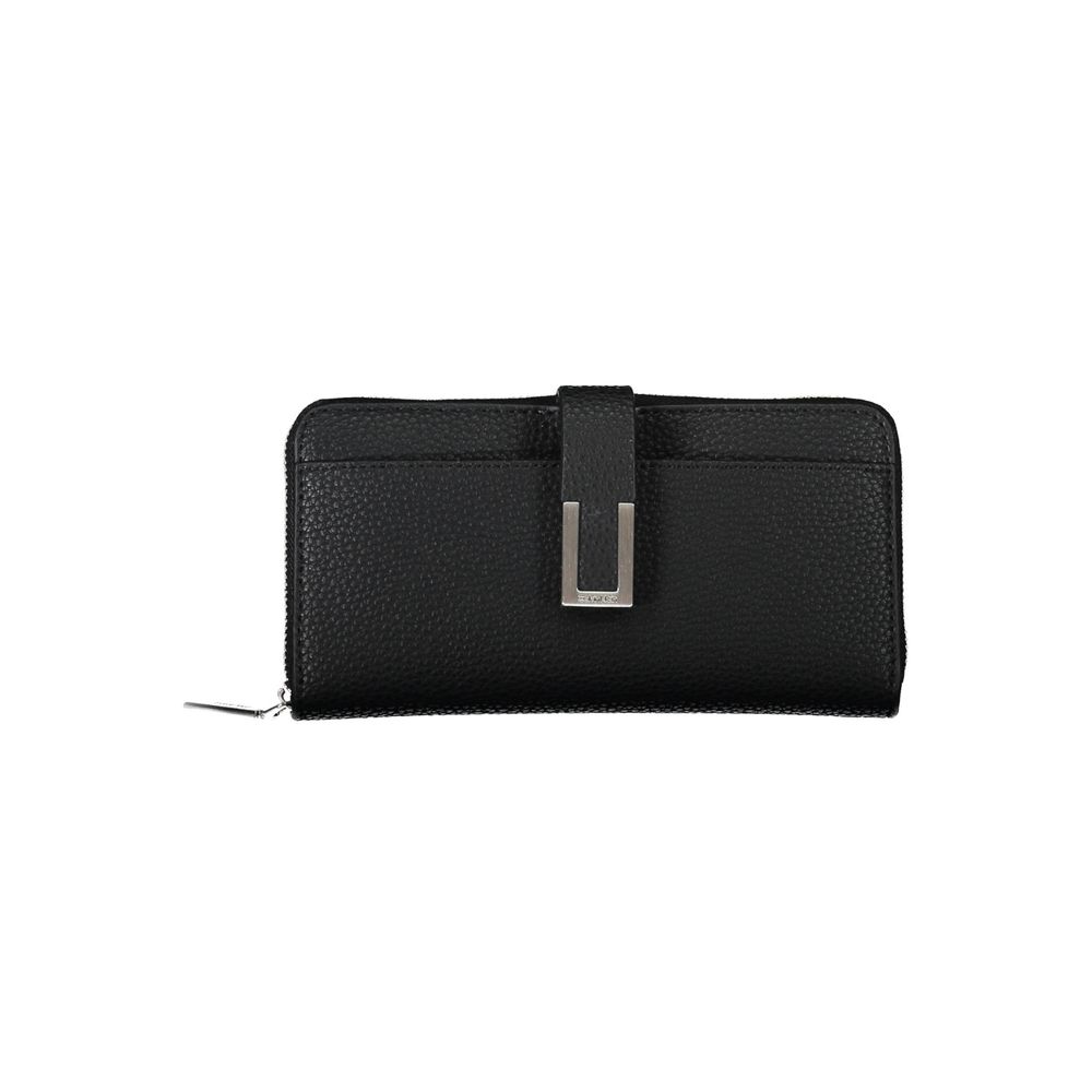 Cardholder Wallet by Calvin Klein for women in polyester polyethylene faux leather black presents a architectural silhouette from the Polyester Polyethylene Faux Leather Cardholder Wallet collection, showcasing architectural card-organization coin-purse for a architectural finish.