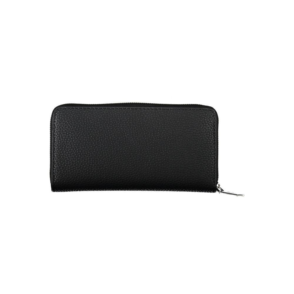 Cardholder Wallet by Calvin Klein for women in polyester polyethylene faux leather black showcases a refined silhouette, artfully capturing the essence of the refined Polyester Polyethylene Faux Leather Cardholder Wallet design with functional card-organization coin-purse.
